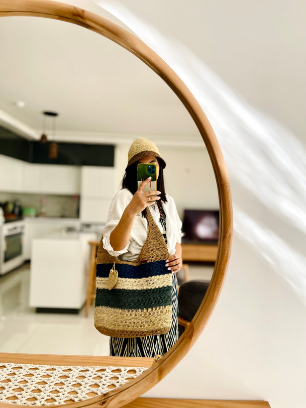 کیف رافیا مدل خورجین رنگی