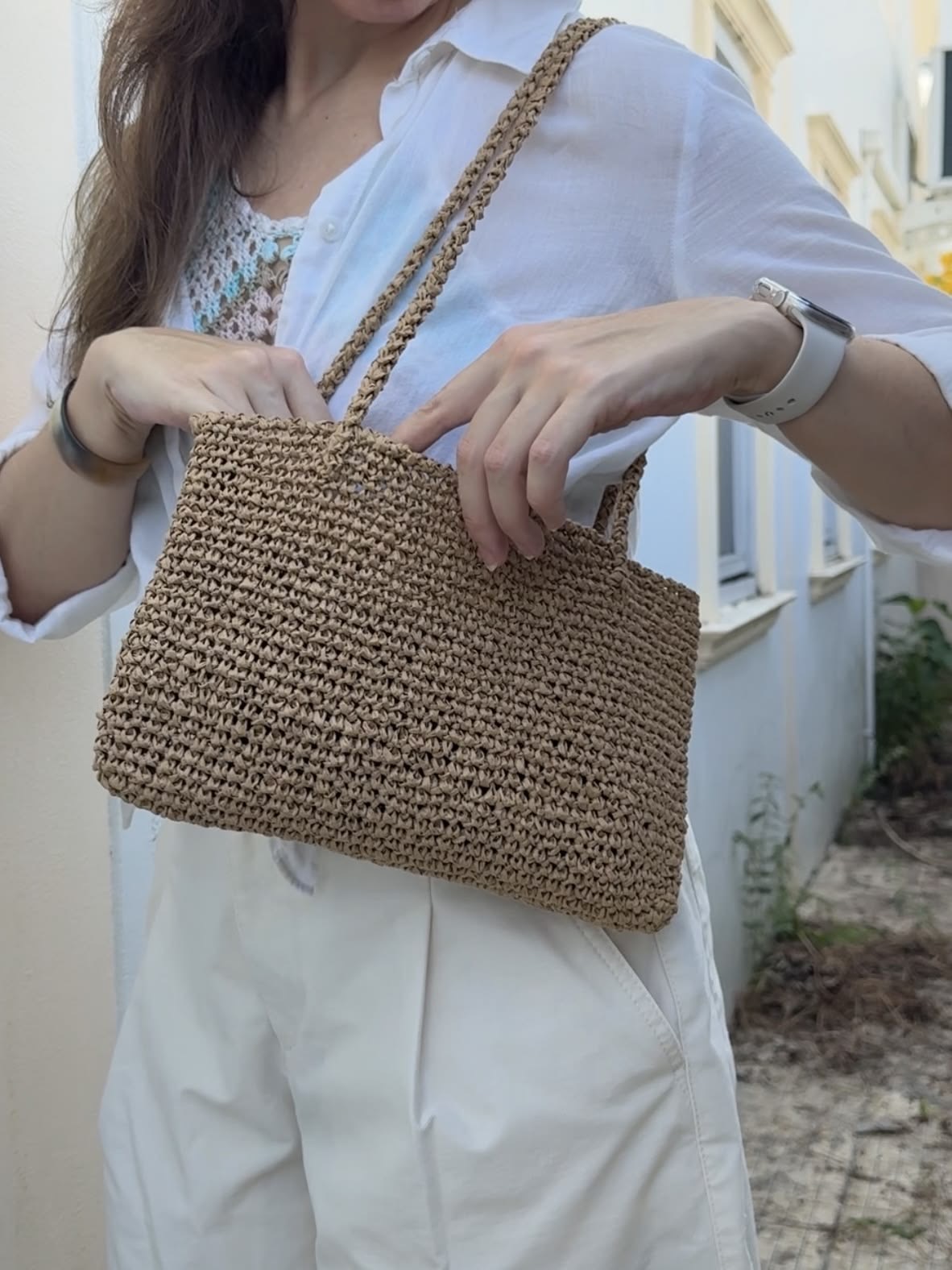 خرید کیف رافیا دستبافت مستطیل